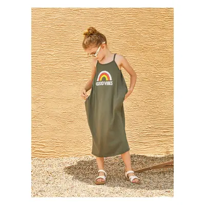 Mommy and Me Rainbow Graphic 'GOOD VIBES' Front Dress with Pockets