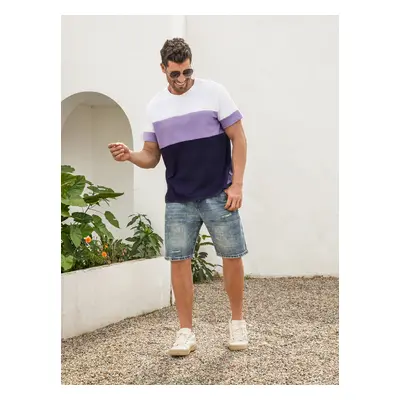 Family Matching Sets Color Block Tee or Lavender Purple Button Elastic Waist Ruffle Hem Strap Dr