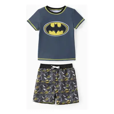 Justice League Toddler/Kid Boy 2pcs Superman/Batman UPF 50+ Short-sleeve Top And Trunks Swimsuit