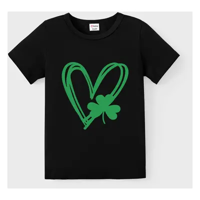 St. Patrick's Day Family Matching Tee Heart-shaped Short-sleeve Tops