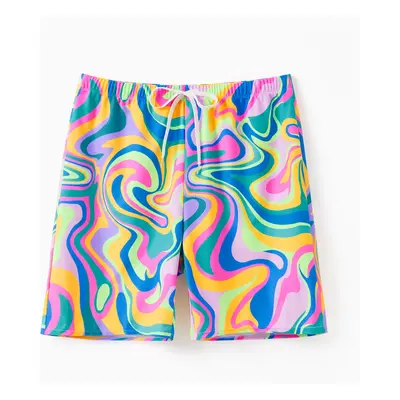 Family Matching Colorful Tie-Dye Print Swim Trunks or Halter two-Piece Bikini