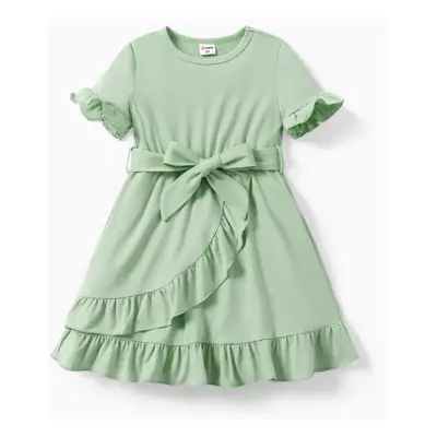 Toddler/Kid Girl Casual Solid/Printed Ruffled Dress