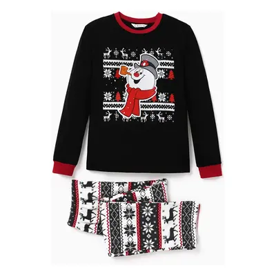 Frosty The Snowman Family Matching Christmas Graphic Print Top and Fleece Pants Pajamas Sets(Fla