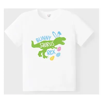 Easter Egg Family Matching Cotton Tee Dinosaur Print Short-sleeve Tops