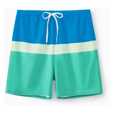 Family Matching Colorblock Swim Trunks or Two-Piece Swimsuit