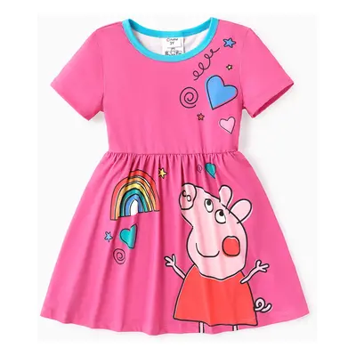 Peppa Pig Toddler Girl Mother's Day Stripe/Heart Print Short-sleeve Dress