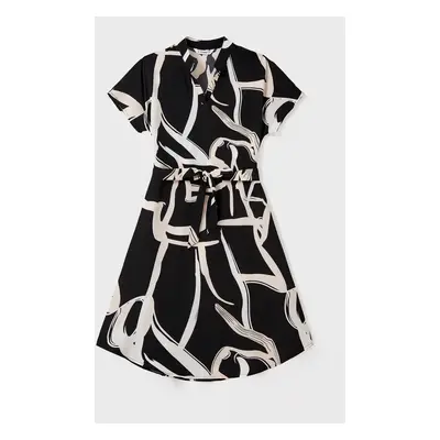 Family Matching Color Block Cotton Tee or Modern Abstract Print Short Sleeve Dress with Waist Be