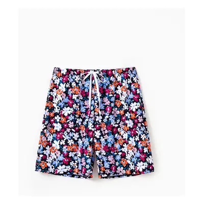 Family Matching Floral Print Swim Trunks or Ruffled Strappy One-Piece Swimwear