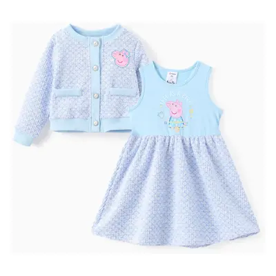 Peppa Pig Toddler Girl 2pcs Tweed Jacket with Cotton Dress Set