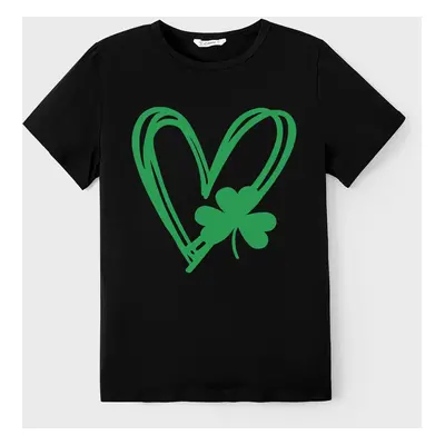 St. Patrick's Day Family Matching Tee Heart-shaped Short-sleeve Tops