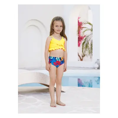 Family Matching Swimwear Set, Sexy Plants Floral Design, Fabric Stitching, Medium Thickness