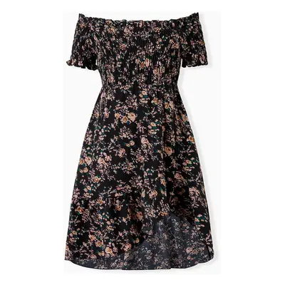 Matching Family Dresses - Black Floral Shirred Off Shoulder Dress for Mommy Me