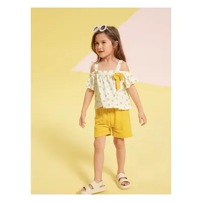 2-piece Toddler Girls Fruit Print Bow Top and Shorts Set