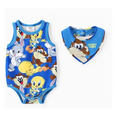 Looney Tunes Baby Boy/Girl 2pcs Character Print Short-sleeve Jumpsuit With Bib Set