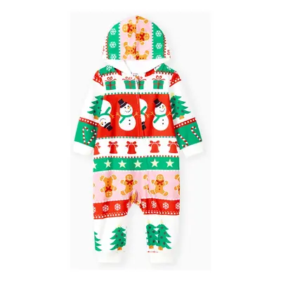 Onesies Pajamas Matching Christmas Outfits Allover Pattern Zipper Front Holly Jolly Print Back