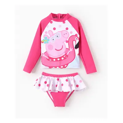 Peppa Pig 2-Piece Toddler Girls Fish Scale Ombre Pattern UPF 50+ Swimsuit Set