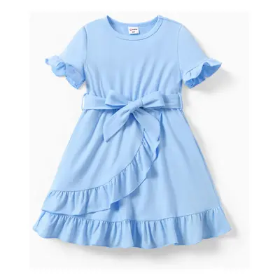 Toddler/Kid Girl Casual Solid/Printed Ruffled Dress