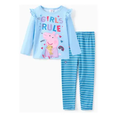 Peppa Pig Toddler Girl 2pcs Floral Polka Flutter Long-sleeve T-shirt with Leggings Set