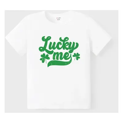 St. Patrick's Day Family Matching Cotton Tee Green Letter Print Short-sleeve Tops