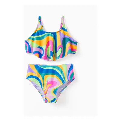 Family Matching Colorful Tie-Dye Print Swim Trunks or Halter two-Piece Bikini