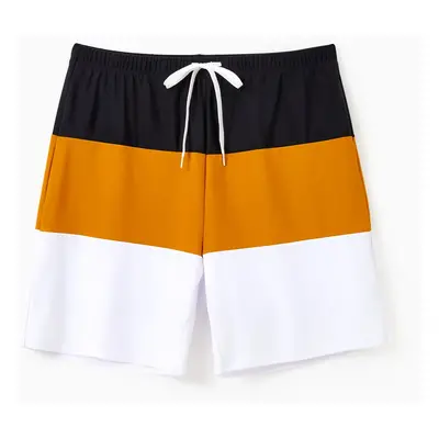 Family Matching Colorblock Swim Trunks Shorts or Cut Out Waist One-Shoulder One-piece Swimsuit