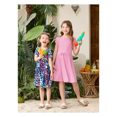 2-Pack Toddler/Kid Girl Printed & Solid Causal Dress