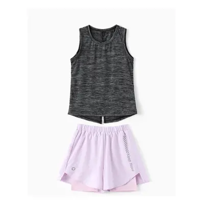 2-Piece Kid Girl Sporty Tank Top and Pleated Skirtleggings Set