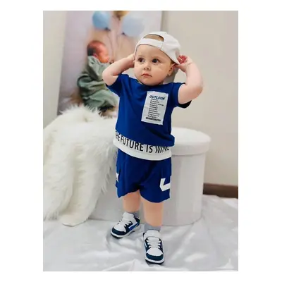 2pcs Toddler Boy Trendy Letter Print Tee and Shorts Set