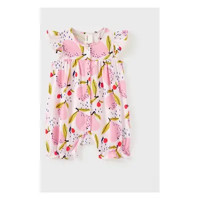 Baby Girl Childlike Fruit Print Ruffled Romper