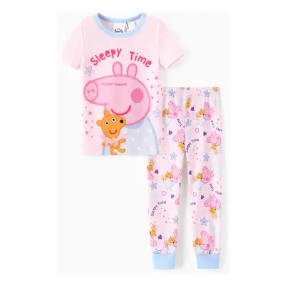 Peppa Pig Toddler Girl 2pcs Naia™ Sleepy Time Stars Print Short-sleeve Snug-Fitting Pajamas Set