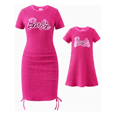 Barbie Mommy And Me 1pc Logo Embroidered Textured Short-sleeve Dress