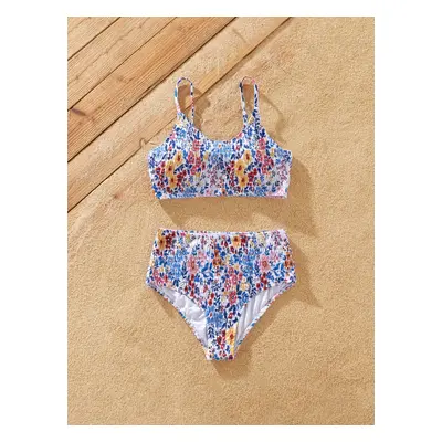 Family Matching Stripe Swim Trunks or Ditsy Floral Shirred Two-Piece Swimsuit