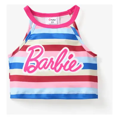 Barbie 1pc Toddler/Kids Girls Character Striped Toddler Tank top/denim shorts