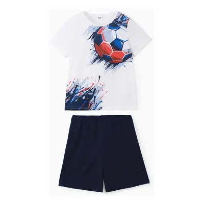 Kid Boy 2pcs Ball Print Short-sleeve Tee and Shorts Set