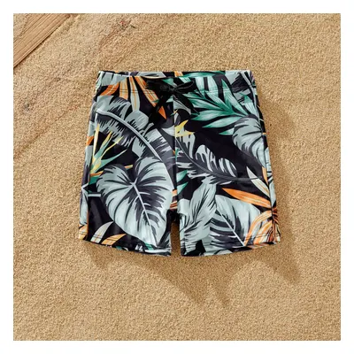 Family Matching Floral Drawstring Swim Trunks or One-Shoulder Side Drawstring Swimsuit