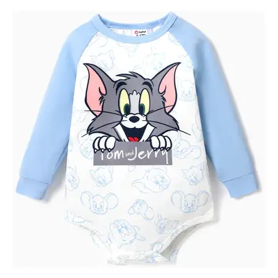 Tom and Jerry baby boy character graphic Romper with Pants Set