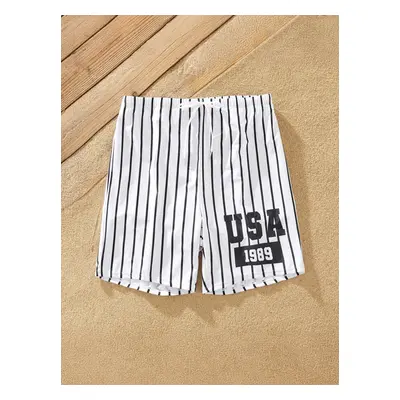 Family Matching Stripe Drawstring Swim Trunks or One-Piece Swimwear