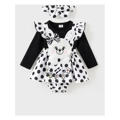 Baby Girl Rabbit Pattern Ruffle Long Sleeve Romper