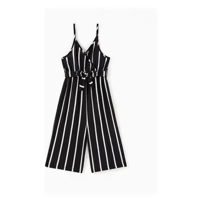 Kid Girl Stripe Surplice Neck Belted Cami Jumpsuits