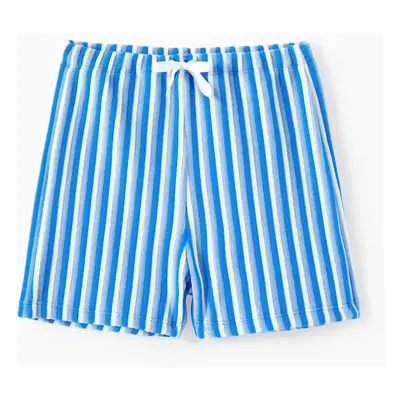 Family Matching Towel Swimwear Blue Stripe Swim Trunks or two-piece Bikini swimsuit