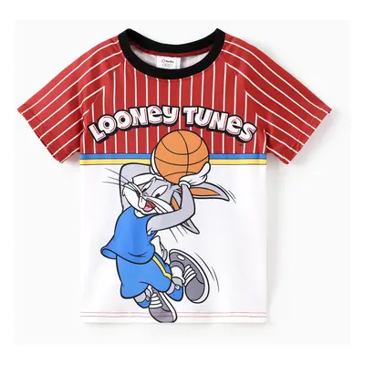 Looney Tunes Kid Boy 1pc Sporty style Striped Colorblock Print Short-sleeve Top