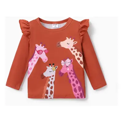 Toddler Girl Childlike Giraffe Flutter Sleeve Tee