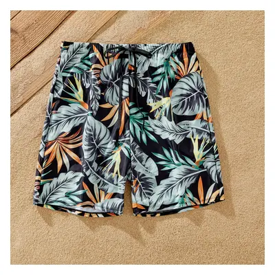 Family Matching Floral Drawstring Swim Trunks or One-Shoulder Side Drawstring Swimsuit