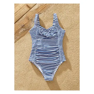 Sexy Stripe Family Swimwear for Unisex - Tight Fit Polyester Spandex Matching Outfits