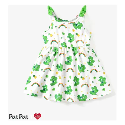 1pc Saint Patrick's Day Care Bears ToddlerGirl Bear Rainbow Print Dress