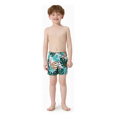 Family Matching Allover Plants Print Swim Trunks Shorts and V Neck Spaghetti Strap Splicing One-