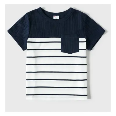 Family Matching Solid Spaghetti Strap Dresses and Striped Colorblock Short-sleeve T-shirts Sets