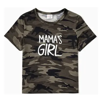 Family Matching Camo Letter Printed Short Sleeves Tops