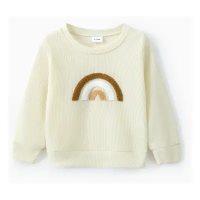 Baby Boy/Girl Rainbow Pattern Waffle Long-sleeve Pullover Sweatshirt