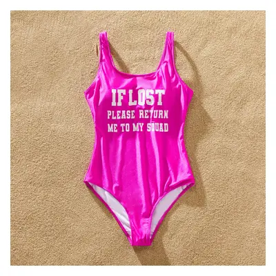 Family Matching White Drawstring Swim Trunks or Sparkling Hot Pink One-Piece Swimsuit